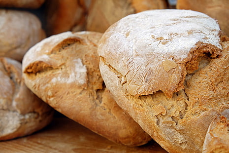 bakat, bakat bröd, bakverk, bröd, brödskorpa, krispigt, mjöl, mat, frisch, hemlagad, bröd, marknad, vedugnsbröd, HD tapet HD wallpaper