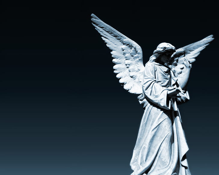 Sculpture Wings HD, angel concrete statue, digital/artwork, wings, sculpture, HD wallpaper