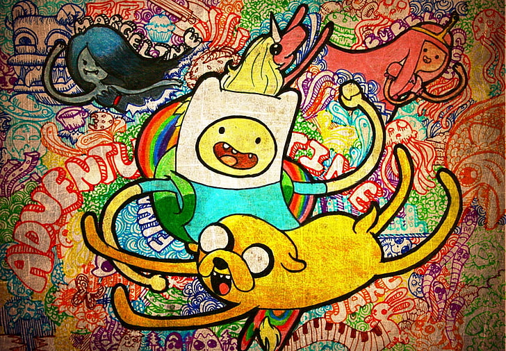 Adventure Time illustration, Jake, Adventure Time, Fin, HD wallpaper