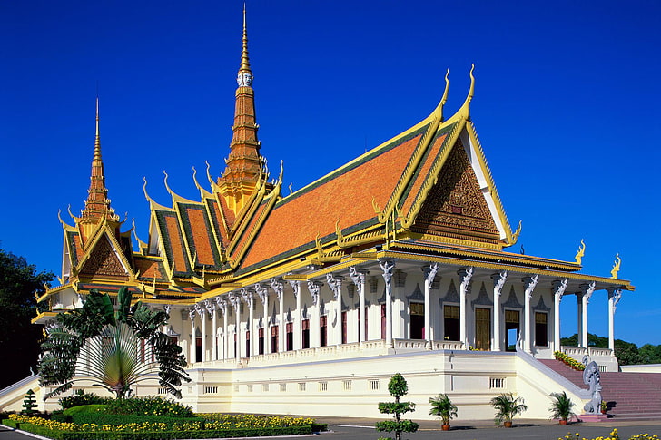Palácio Real do Camboja, paisagens urbanas, HD papel de parede