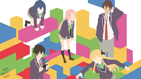 gamers!, Amano Keita, Hoshinomori Chiaki, Karen Tendou, Uehara Tasuku, Aguri (Gamers!), HD wallpaper HD wallpaper