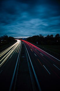 الطريق ، الدوران ، الإضاءة الخلفية ، الليل ، الظلام، خلفية HD HD wallpaper