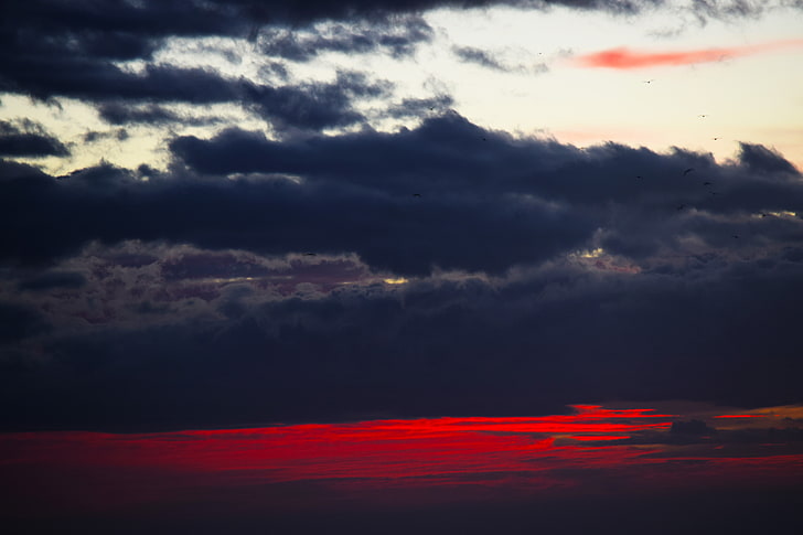 graue Wolken, Wolken, Sonnenuntergang, Himmel, HD-Hintergrundbild