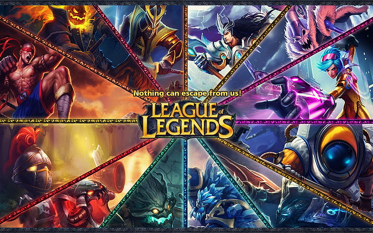 League Of Legends poster, League of Legends, video games, Champions League, Nautilus, Lee Sin, Hecarim, Shen, Fiddlesticks, Amumu, Maokai, Malphite, Nocturne, Cho'Gath, HD wallpaper
