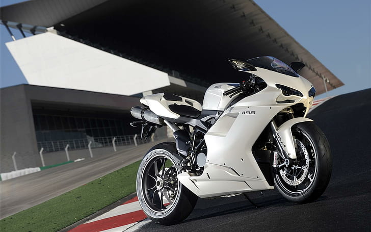 Ducati 1198, moto deportiva blanca, ducati, 1198, bicicletas y motos, Fondo de pantalla HD