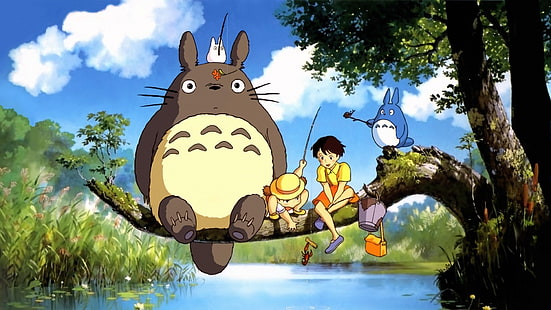 female cartoon character illustration, Totoro, My Neighbor Totoro, anime, Hayao Miyazaki, HD wallpaper HD wallpaper