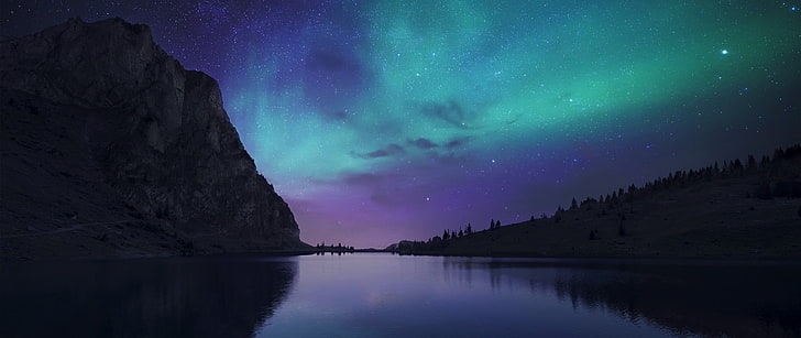 Aurora Borealis, ultra-lebar, fotografi, alam, Wallpaper HD