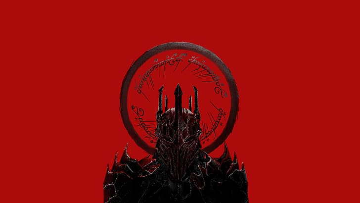 Sauron, The Lord of the Rings, red, digital art, Tengwar, Mordor, HD wallpaper