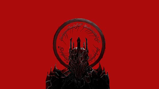 Sauron, Penguasa Cincin, merah, seni digital, Tengwar, Mordor ., Wallpaper HD, Wallpaper HD HD wallpaper