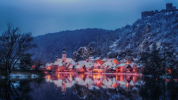 Bavaria, Jerman, musim dingin, Wallpaper HD