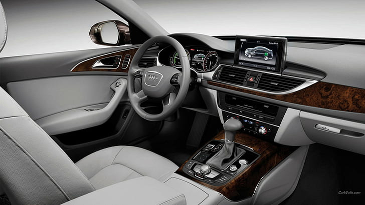 Audi A6, car interior, car, vehicle, HD wallpaper
