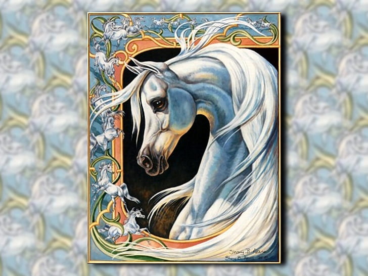 Akers Arabian Azure Fantasy - Horse Animals Horses HD Art , art, horse, artwork, Akers, Arabian, equine, HD wallpaper