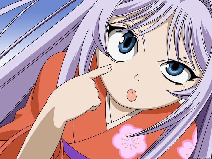 ilustracja postaci anime, tenjou tenge, natsume maya, dziewczyna, język, kimono, Tapety HD