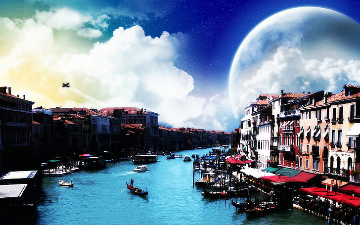 Венециански улици HD, оригинална снимка на езеро, креатив, графика, креатив и графика, Венеция, улици, HD тапет