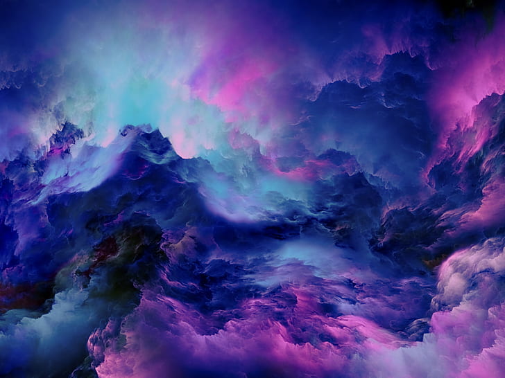 Artistic, Cloud, Blue, Pink, Purple, HD wallpaper