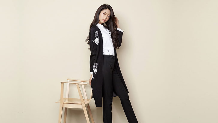 черные наряды, корейские, женщины, Seolhyun, азиатские, модель, HD обои