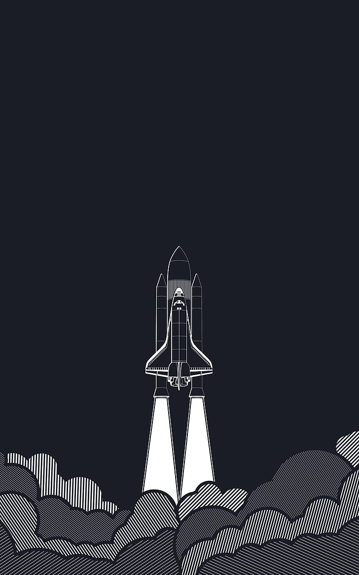 Space Shuttle in lancio carta da parati digitale, space shuttle, minimalismo, visualizzazione verticale, Sfondo HD, sfondo telefono