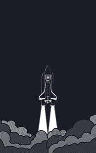 Space Shuttle in lancio carta da parati digitale, space shuttle, minimalismo, visualizzazione verticale, Sfondo HD HD wallpaper
