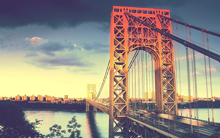jembatan, Jembatan George Washington, Sungai Hudson, Kota New York, Wallpaper HD