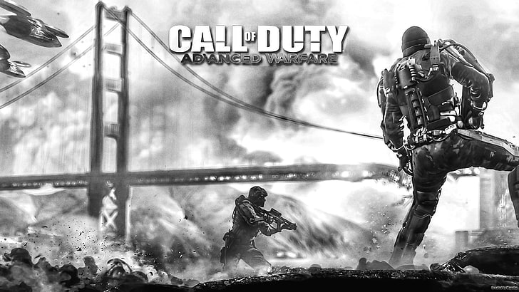 Wallpaper Call of Duty Advanced Warfare, Call of Duty: Advanced Warfare, video game, karakter video game, monokrom, Call of Duty, Wallpaper HD