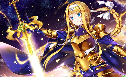 аниме, Sword Art Online, Sword Art Online Alicization, Алиса (Sword Art Online: Алицизация), Алиса (Sword Art Online: Алицизация), аниме девушки, меч, HD обои HD wallpaper