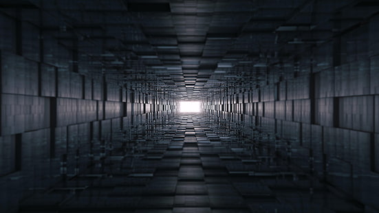  digital art, artwork, tunnel, abstract, Abstract photography, 3D Abstract, texture, cube, geometry, lines, HD wallpaper HD wallpaper