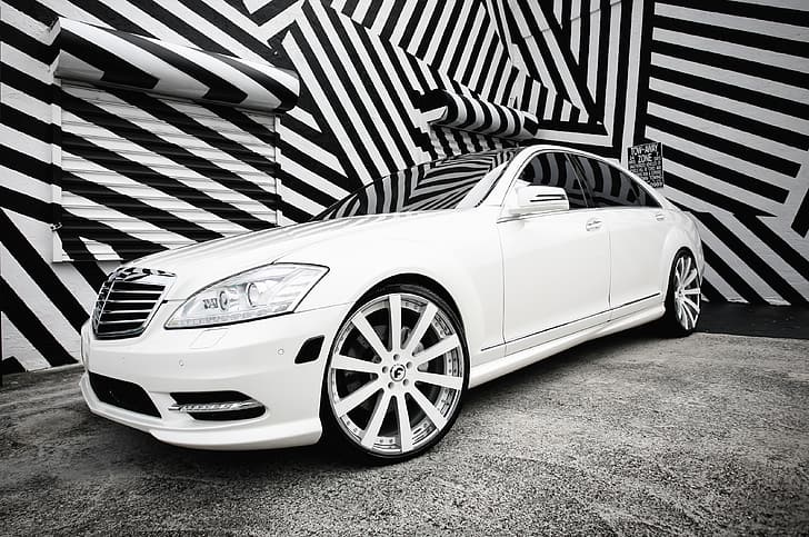 lights, Mercedes, with, color, S550, lowered, smoked, matched, Forgiato wheels, HD wallpaper