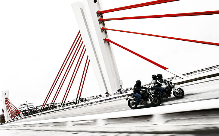 Ducati Monster Ride, iki siyah kruvazör bisikleti, ducati, binmek, canavar, HD masaüstü duvar kağıdı