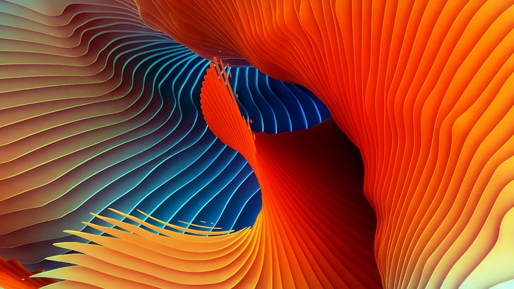 червена, синя и оранжева илюстрация на тераса, Spiral, HD, HD тапет