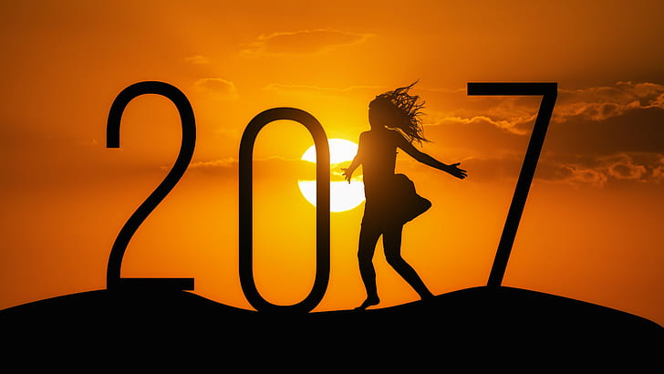 2017، Happy New Year، Girl، 5K، Twilight، 2017، سنة جديدة سعيدة، فتاة، 5k، الشفق، خلفية HD