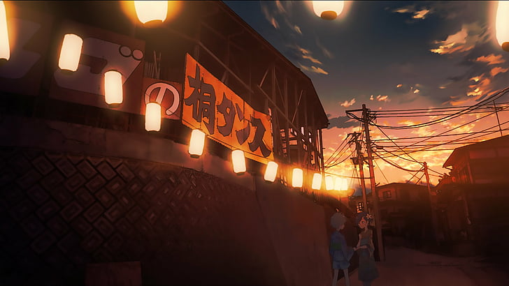 Anime, Original, Wolke, Japanisch, Laterne, Gebärdensprache, Himmel, HD-Hintergrundbild