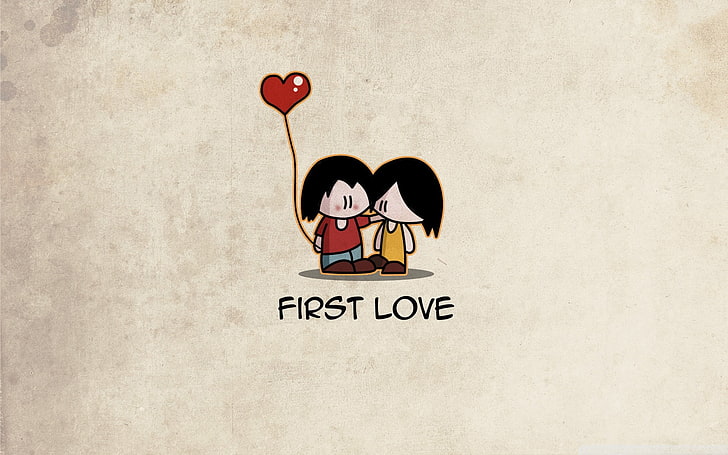 niño y niña con ilustración de globo rojo, amor, pareja, amantes, primero, bola, Fondo de pantalla HD