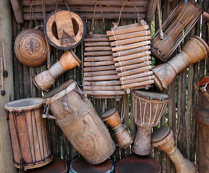 crafts, drums, handmade, musical instruments, percussion instruments, rustic, wooden, HD wallpaper