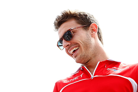 men's red and white collared top, jules bianchi, racer, marussia f1, formula one, HD wallpaper HD wallpaper