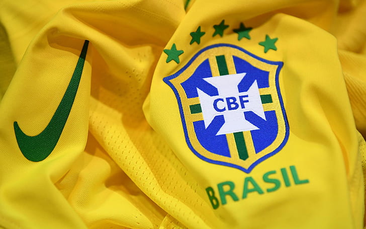 サッカー、ブラジルナショナルフットボールチーム、ブラジル、エンブレム、ロゴ、ナイキ、 HDデスクトップの壁紙