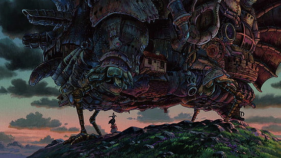 Studio Ghibli, anime, Hauru no Ugoku Shiro, Howl's Moving Castle, Sfondo HD HD wallpaper