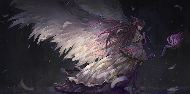 Mahou Shoujo Madoka Magica, skrzydła, anime dziewczyny, Kaname Madoka, Tapety HD HD wallpaper