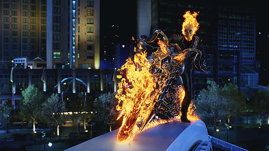 Ghost Rider, ogień, czaszka, motocykl, Ghost rider, Tapety HD HD wallpaper