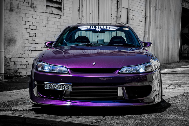 purple Nissan Silvia, car, tuning, S15, Nissan, the front, Spec-R, Nissan Silvia, HD wallpaper
