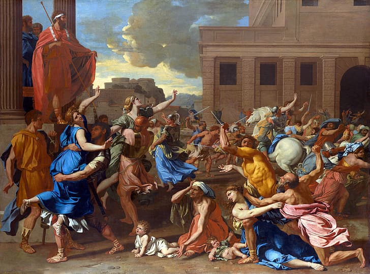 painting, classic art, Rome, Nicolas Poussin, The Abduction of the Sabine Women, HD wallpaper