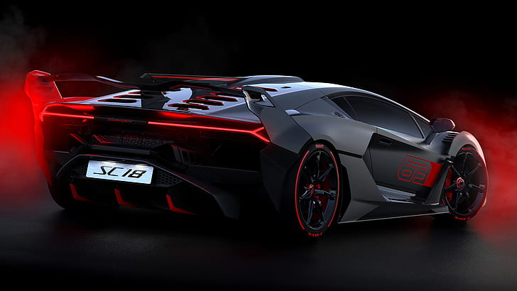 Lamborghini, Lamborghini SC18, czarny samochód, samochód, samochód sportowy, supersamochód, Tapety HD