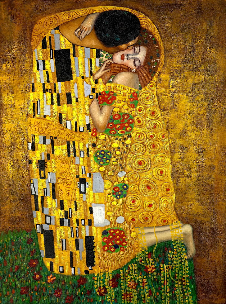 жена, спяща живопис, Густав Климт, Густав Климт Целувката, HD тапет, тапет за телефон