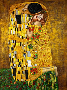 femme endormie peinture, Gustav Klimt, Gustav Klimt Le baiser, Fond d'écran HD HD wallpaper
