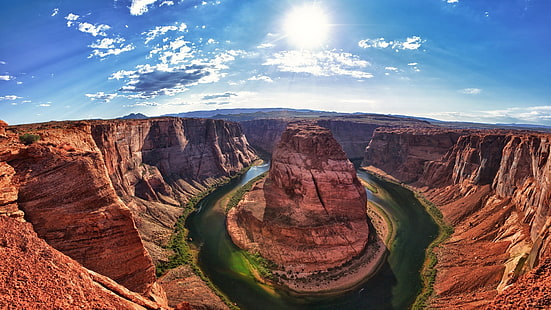 Grand Canyon, Arizona, USA, Colorado River, sun, sky, Grand, Canyon, Arizona, USA, Colorado, River, Sun, Sky, HD wallpaper HD wallpaper