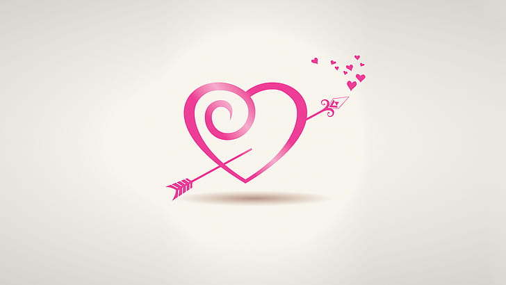 Valentine's Day, heart, digital art, simple background, arrows, arrows (design), love, HD wallpaper