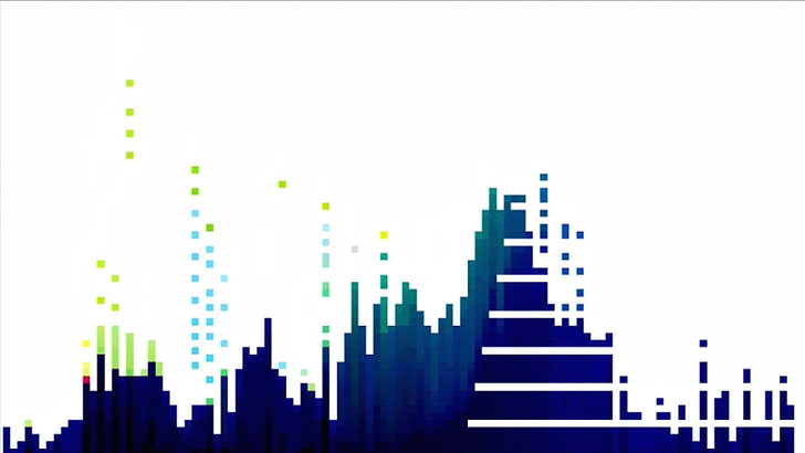 niebiesko-zielona ilustracja wykresu, grafika pikselowa, Tapety HD