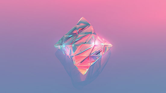 diamante chiaro su sfondo rosa e viola, Justin Maller, astratto, Sfondo HD HD wallpaper