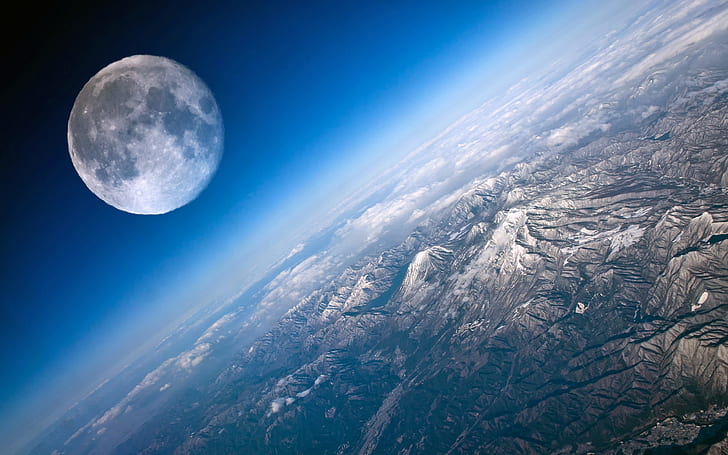 القمر والأرض عن قرب ، القمر ، الأرض، خلفية HD