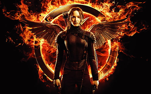 The Hunger Games, The Hunger Games: Mockingjay - Bagian 1, Kebakaran, Jennifer Lawrence, Katniss Everdeen, Wallpaper HD HD wallpaper