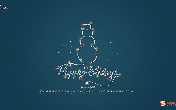 Happy Holidays-December 2013 Calendar Wallpaper, white Happy Holidays signage, HD wallpaper